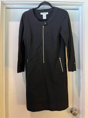 Gerard Darel Black Long-Sleeve Zip-Accent Dress
